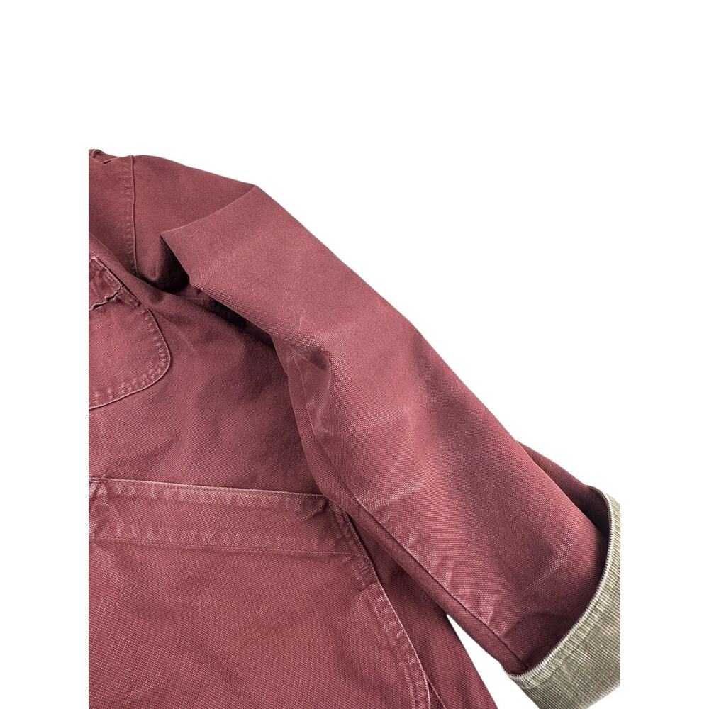 L.L. Bean Women’s Barn Coat Jacket L Canvas Chore Rust Red Corduroy Collar - Picture 3 of 16